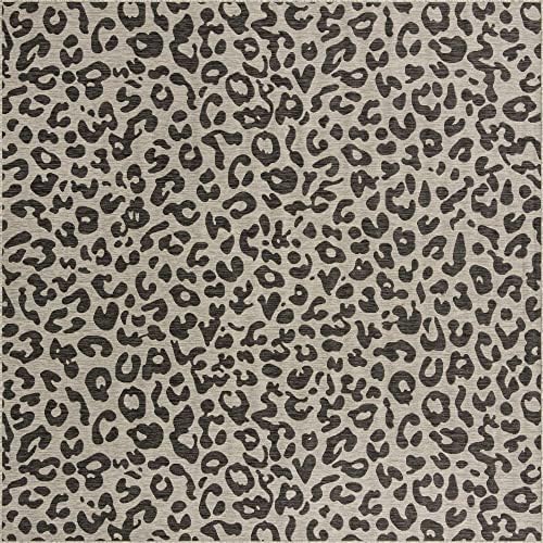 Unique Loom Outdoor Safari Collection Area Rug - Leopard (10' 8" Square, Light Gray/Gray) - Image 2