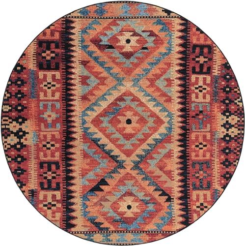 Unique Loom Outdoor Tribal Collection Area Rug - Tortuguero (7' 1" Round Multi/Blue) - Image 2
