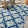 FH Home Outdoor Rug - Waterproof, Fade Resistant, Reversible - Premium Recycled Plastic - Geometric - Patio, Deck, Porch, Balcony, Laundry Room - Aztec Kilim - Blue Multi Crease Free - 5 x 8 ft by FHHome