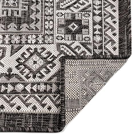 Rugs.com Outdoor Aztec Collection Rug – 7' x 10' Charcoal Gray Flatweave Rug Perfect for Living Rooms, Large Dining Rooms, Open Floorplans - Image 7