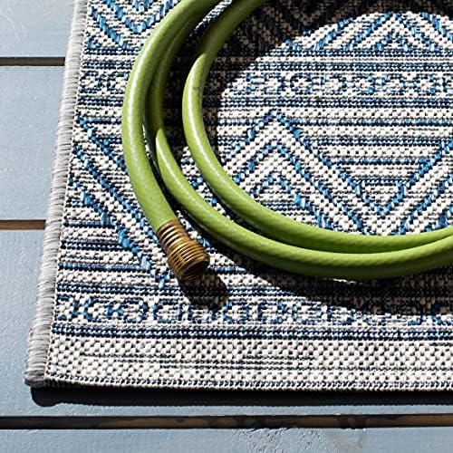 SAFAVIEH Washable Rug Outdoor Courtyard Collection - 2'3" x 10' Runner, Grey & Navy, Non-Shedding & Easy Cleaning, Ideal for Patio, Entryway, Mudroom, Hallway, Kitchen (CY8196-36812) - Image 4