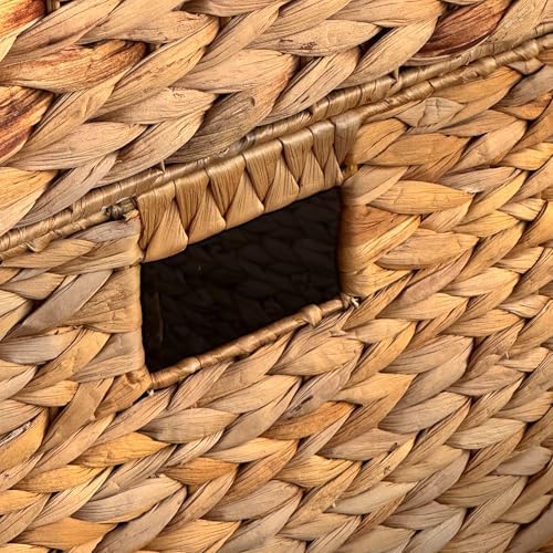 4 Hand-Woven Wicker Storage Baskets 13x11x11in, Water Hyacinth Shelf Bins - Image 4
