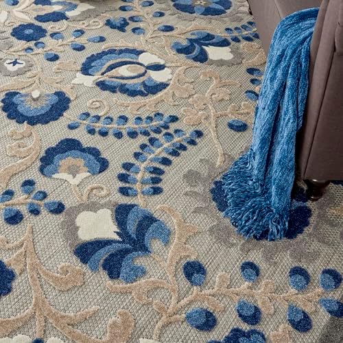 Nourison Home Aloha Natural Blue 7' x 10' Area Rug - Easy Clean, Non Shedding, Bed Room, Living Room, Dining Room, Kitchen (7' x 10') - Image 6