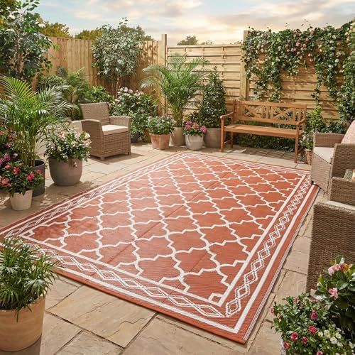 Outdoor Patio Rug 10x20 Outdoor Rug Trellis Plastic Straw Rugs for Patio Reversible Mat Waterproof Camping Rugs for RV Beach Deck Picnic Backyard Porch Easy Clean Floor Cover, Orange by Unknown