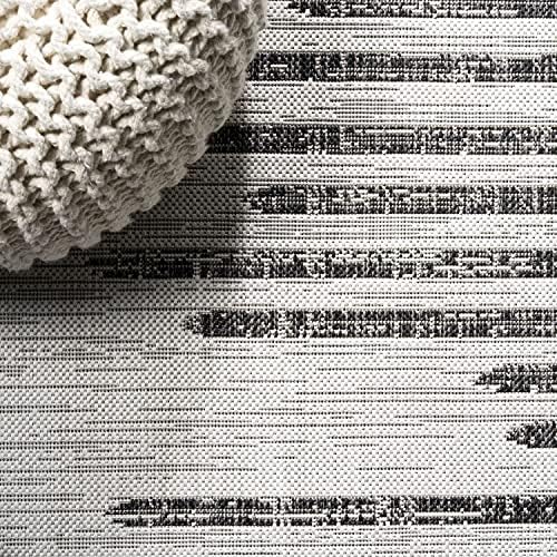 JONATHAN Y Stripe Geometric Indoor Outdoor Round Area Rug 9 Ft Ivory/Black, Zolak Berber for Backyard, Patio, Porch, Easy-Cleaning, High Traffic, Pet-Friendly, Non-Shedding (SMB124D-9R) - Image 3