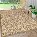 Eyely Filigree Textured Weave Area Rug 9X12 Beige/Brown, Indoor Outdoor Rug by eyely