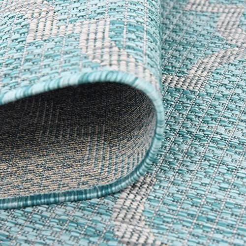 Unique Loom Outdoor Trellis Collection Area Rug (8' Octagon, Aquamarine/ Gray) - Image 6