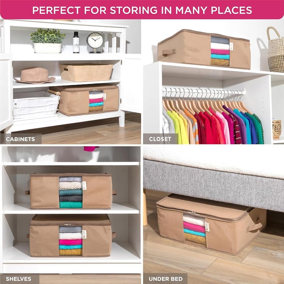 Cedar Clothes Storage Bag Organizer, Protects From Moths, Set of 2, Beige - Image 5