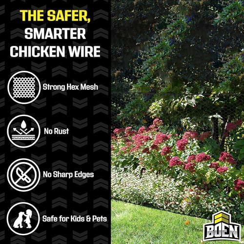Black Plastic Chicken Wire 4'x100', Hex Poultry Netting Garden Fence Roll - Image 3