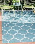 Unique Loom Outdoor Trellis Collection Area Rug (5' 1" x 8' Rectangle, Aquamarine/ Gray) by UniqueLoom