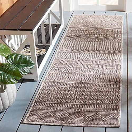SAFAVIEH Washable Rug Outdoor Courtyard Collection - 2'3" x 8' Runner, Grey & Brown, Non-Shedding & Easy Cleaning, Ideal for Patio, Entryway, Mudroom, Hallway, Kitchen (CY8196-36312) - Image 2