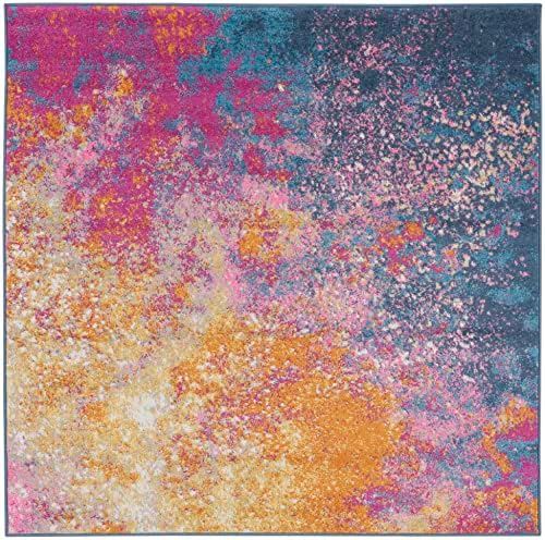 Nourison Home Passion Sunburst 5' x Square Area Rug - Easy Clean, Non Shedding, Bed Room, Living Room, Dining Room, Kitchen (5' x Square) - Image 3