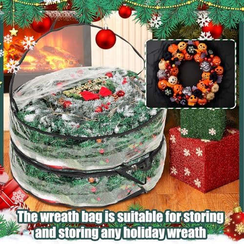 Shappy 6 Pcs 36 Inch Clear Wreath Storage Bags PVC Waterproof, Black - Image 4