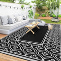 Outsunny Outdoor Rug for Patio Waterproof 9' x 18' Black & Gray Gourd by Outsunny