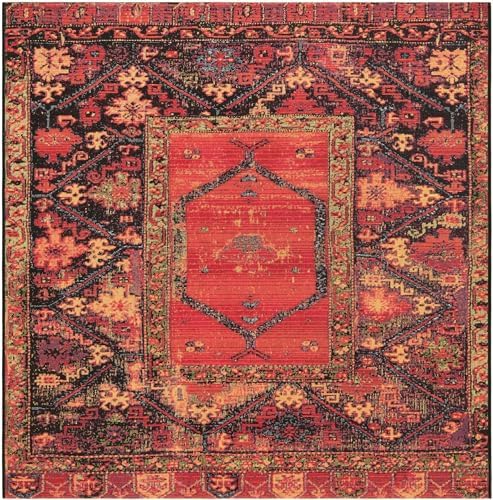 Unique Loom Outdoor Tribal Collection Area Rug - Quepos (5' 3" Square Multi/Black) - Image 3