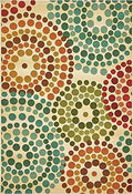 Unique Loom Outdoor Modern Collection Area Rug - Spark (5' 3" x 8' Rectangle, Beige/ Burgundy) by UniqueLoom