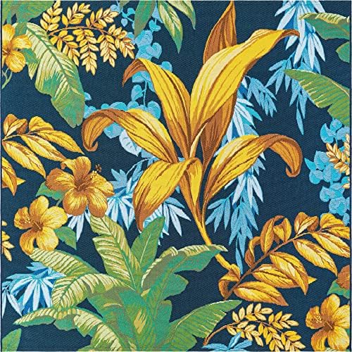 Unique Loom Outdoor Botanical Collection Area Rug - Calypso (5' 4" Square, Multi/ Light Blue) - Image 3