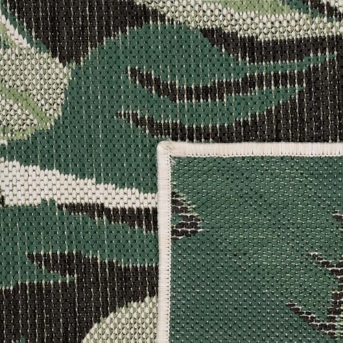 Paco Home in- & Outdoor Rug Tropical Palm Leaf Design for Patio in Green Beige, Size: 3' x 5' - Image 4