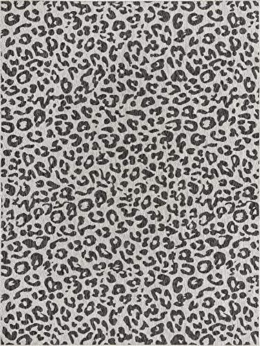 Unique Loom Outdoor Safari Collection Area Rug - Leopard (10' x 13' Rectangle, Light Gray/ Gray) - Image 2