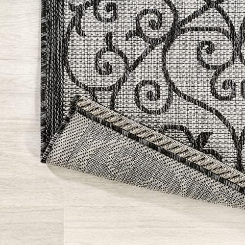 Eyely Filigree Weave Runner Rug 2X8 Light Gray/Black, Indoor Outdoor Rug - Image 7