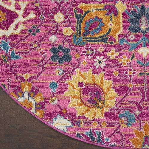 Nourison Home Passion Fuchsia 8' x Round Area Rug, Boho, Moroccan, Bed Room, Living Room, Dining Room, Kitchen, Easy Cleaning, Non Shedding, (8' Round) - Image 6