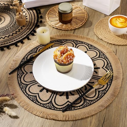 15 Pcs Boho Wall Basket Decor Woven Rattan Seagrass Wall Decor Hanging Rustic Farmhouse Round Handmade Wicker Decoration, Western Art for Living Room Kitchen Bedroom Home Nursery - Image 5