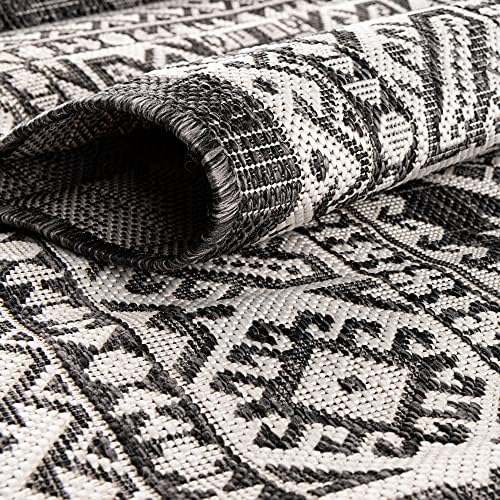 Rugs.com Outdoor Aztec Collection Rug – 8' x 11' Charcoal Gray Flatweave Rug Perfect for Living Rooms, Large Dining Rooms, Open Floorplans - Image 4