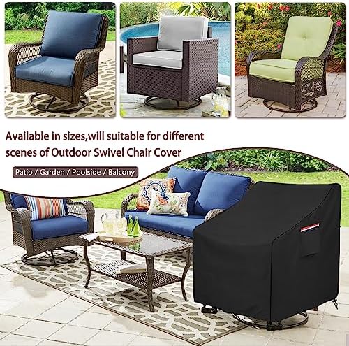 Okcool Patio Chair Covers,Heavy Duty 600D Outdoor Furniture Covers Fits up to 27.5"W x 32.5"D x 39"H inches -2 Pack,Black - Image 4