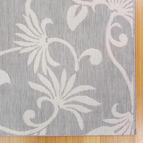 Gertmenian Indoor/Outdoor Kona Coast by Reyn Spooner Rug - 9x13 Extra Large, Stain & UV Resistant, Ideal for Deck, Patio, Poolside Rooms - Floral Vines, Gray Cream, 46681 - Image 6