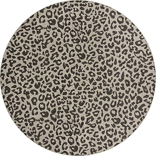 Unique Loom Outdoor Safari Collection Area Rug - Leopard (13' Round, Light Gray/ Gray) - Image 2