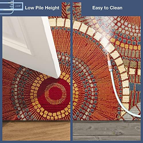 Liora Manne Marina Low Profile Durable Indoor/Outdoor Woven Rug- Circles Saffron 3'11" x 5'10" - Image 2