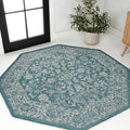 JONATHAN Y Weave Floral Indoor Outdoor Octagon Area Rug 5 Ft Teal/Gray, Tela Bohemian Textured for Backyard, Patio, Porch, Easy-Cleaning, High Traffic, Pet-Friendly, Non-Shedding (SMB100C-5TGN) by JONATHANY