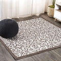 Eyely Filigree Weave Square Rug 5X5 Taupe/Espresso, Indoor Outdoor Rug by eyely