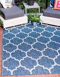 Unique Loom Outdoor Trellis Collection Area Rug (7' 10" x 11' 4" Rectangle, Navy Blue/ Ivory) by UniqueLoom