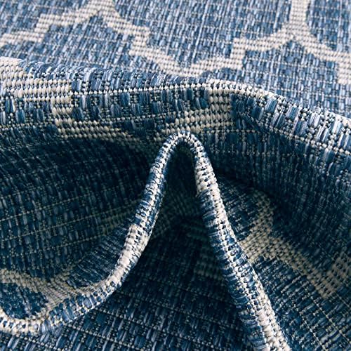 Unique Loom Outdoor Trellis Collection Area Rug - Trellis (Round 13' 0" x 13' 0", Navy Blue/ Ivory) - Image 6