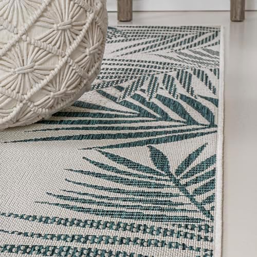 JONATHAN Y Palm Frond Border Indoor Outdoor Area Rug 5X8 Blue/Cream, Isla Coastal Cottage for Backyard, Patio, Porch, Easy-Cleaning, High Traffic, Pet-Friendly, Non-Shedding (TSN207C-5) - Image 7