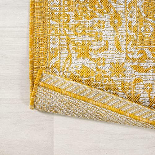 JONATHAN Y Weave Floral Indoor Outdoor Area Rug 9X12 Yellow/Cream, Tela Bohemian Textured for Backyard, Patio, Porch, Easy-Cleaning, High Traffic, Pet-Friendly, Non-Shedding (SMB100E-9) - Image 5
