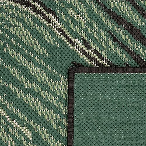 Paco Home Tropical Outdoor Rug Jungle Leaves Design for Patio in Black Green, Size: 2'8" x 4'11" - Image 4