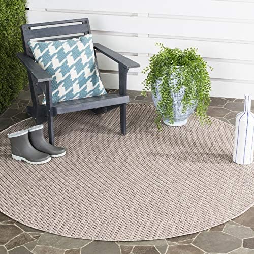 SAFAVIEH Courtyard Collection 4' Round Beige/Brown CY8521 Indoor/ Outside Waterproof Easy cleansingPatio Backyard Mudroom Area Mat by Unknown