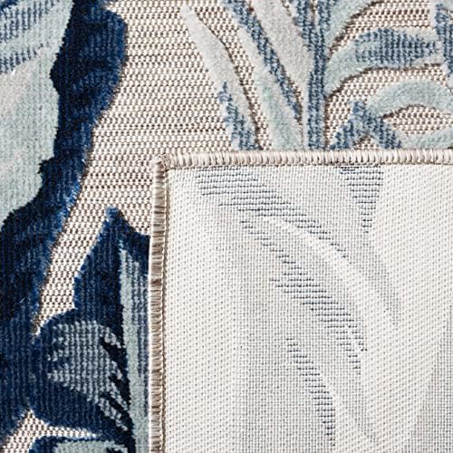 SAFAVIEH Washable Rug Outdoor Cabana Collection - 6'5" x 9'6", Beige & Navy, Non-Shedding & Easy to Clean, Ideal for Patio, Backyard, Mudroom (CBN452F) - Image 6