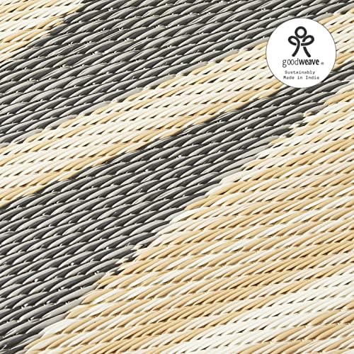 Fab Habitat Outdoor Rug - Waterproof, Fade Resistant, Crease-Free - Premium Recycled Plastic - Neutral Geometric Tribal - Patio, Porch, Deck, Balcony - Cairo - Natural & Black - 5 x 8 ft - Image 6