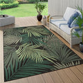 Paco Home Indoor & Outdoor Rug Flat-Weave Jungle Floral Palm Trees Design Black Green, Size: 4' x 5'7" by PacoHome
