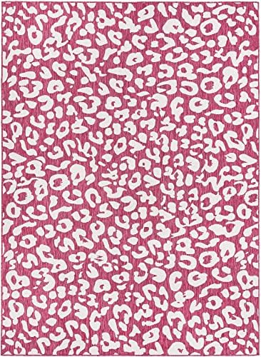 Unique Loom Outdoor Safari Collection Area Rug - Leopard (7' 10" x 11' Rectangle, Magenta/ Ivory) - Image 3