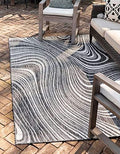 Unique Loom Outdoor Modern Collection Area Rug - Pool (6' 1" x 9' Rectangle, Charcoal/ Gray) by UniqueLoom