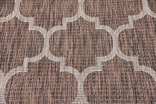 Unique Loom Outdoor Trellis Collection Area Rug (4' 1" x 6' 1" Rectangle, Brown/ Ivory) - Image 5