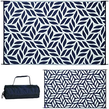 Stylish Camping 255081 5-feet by 8-feet Reversible Mat, Plastic Straw Rug, Large Floor Mat for Outdoors, RV, Patio, Backyard, Picnic, Beach, Camping - Leaf Mat (Black/Beige) - Image 3