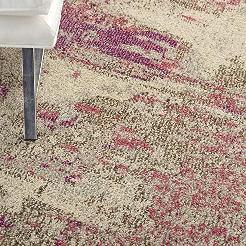 Nourison Celestial Modern Abstract Ivory/Pink 5'3" x Round Area -Rug, Easy -Cleaning, Non Shedding, Bed Room, Living Room, Dining Room, Kitchen (5 Round) - Image 2