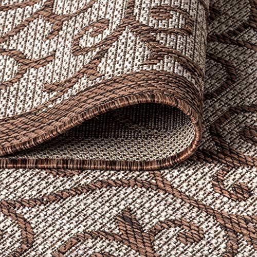 Eyely Filigree Weave Area Rug 4X6 Taupe/Espresso, Indoor Outdoor Rug - Image 7