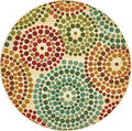 Unique Loom Outdoor Modern Collection Area Rug - Spark (8' Round, Beige/ Burgundy) by UniqueLoom