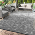 Garvee Waterproof Outdoor Rug 8x10 Neutral Striped Plastic Straw Rug, Grey by Garvee